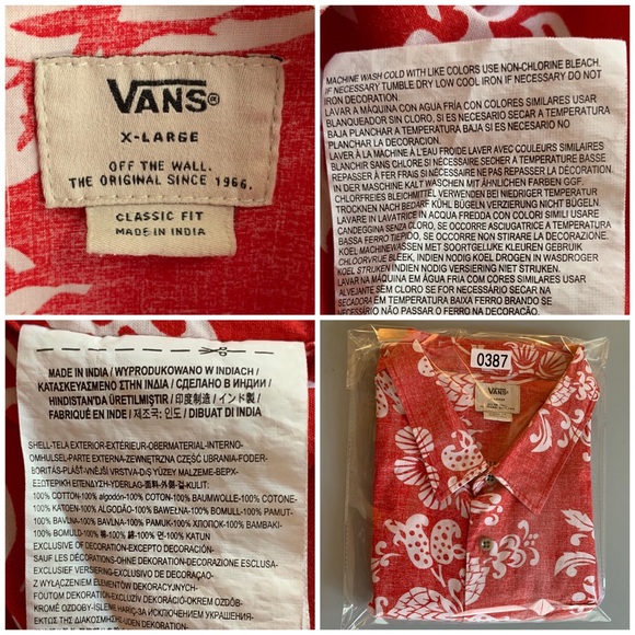 🌴 Vans Red & White Hawaiian Print Men’s Shirt 🌴 - Picture 8 of 8